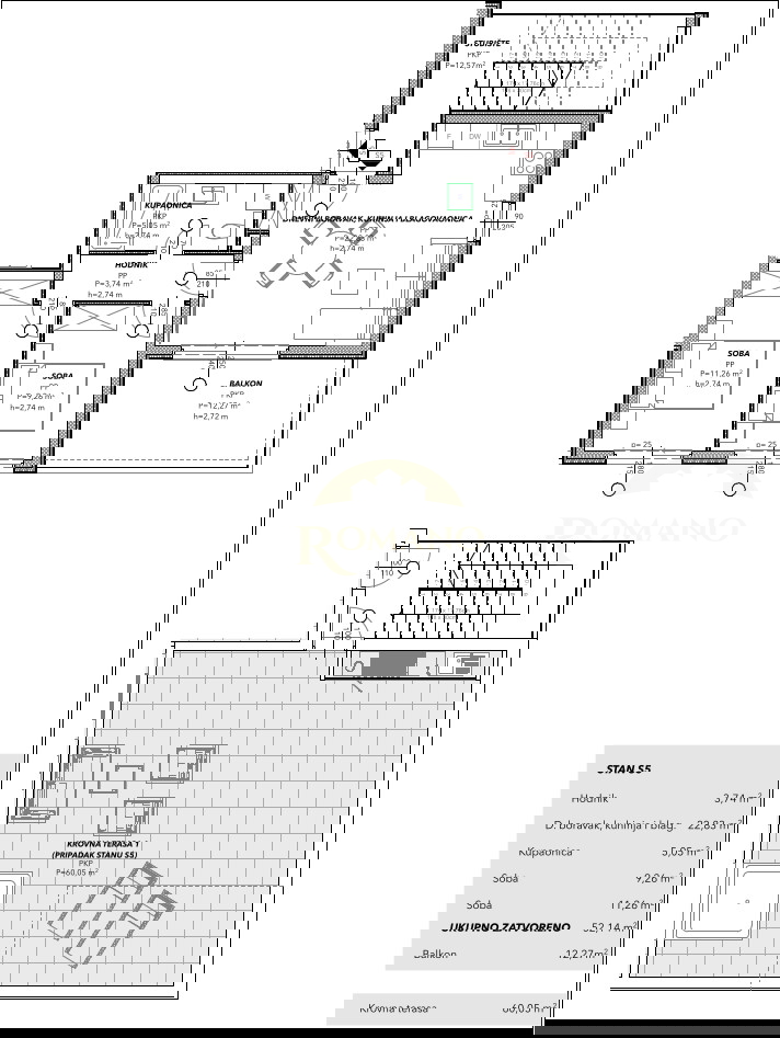 Dvosobni penthouse z razgledom na morje in strešno teraso na Čiovu, območje Salduna blizu kampa Rožac - 64 m2 + 60 m2 strešne terase
